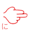 【に】　の表現です。　【カタカナのニ　人差し指と中指を伸ばして左に向ける。他の指は握る「ナと同じ形」】